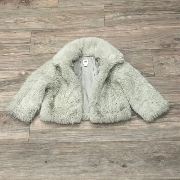 GAP FAUX FUR JACKET GIRLS SMALL - Picture 3 of 4